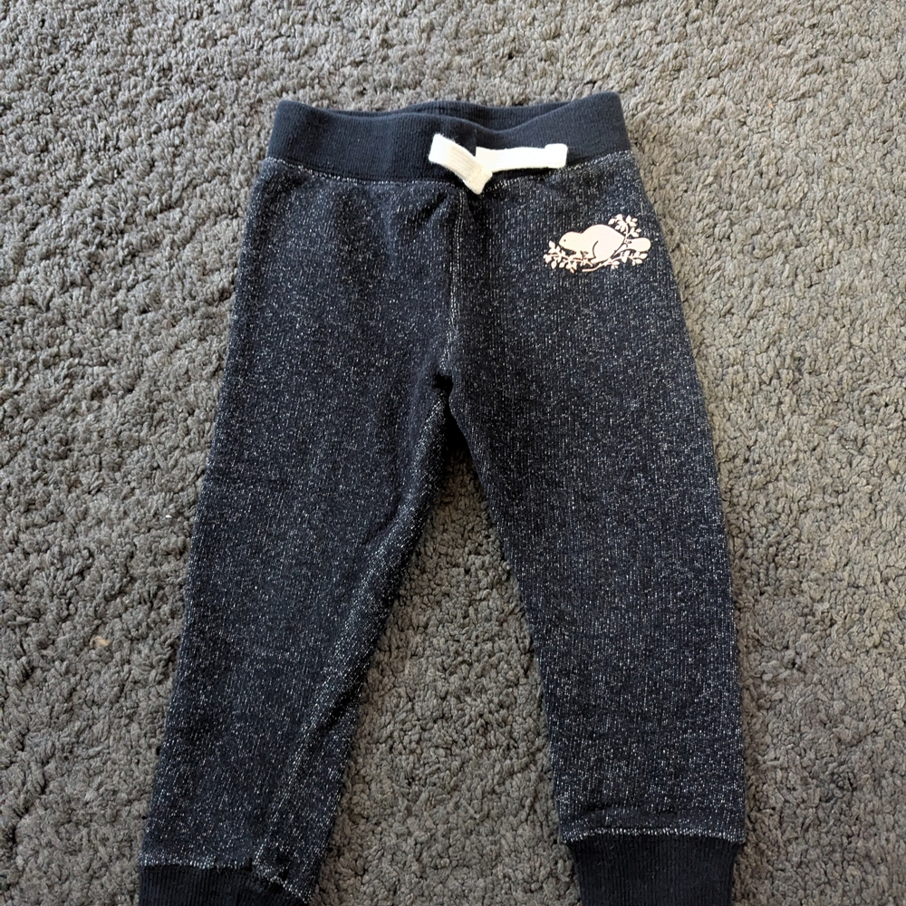 Roots Black Kids Bottoms with White Accents